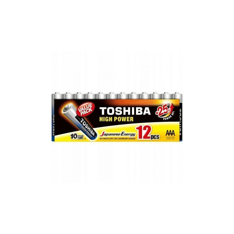 Pack de 12 Pilas AAA Toshiba High Power LR03/ 1.5V/ Alcalinas