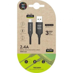 Cable USB 2.0 Tech One Tech TEC2001/ USB Macho - MicroUSB Macho/ 1m/ N