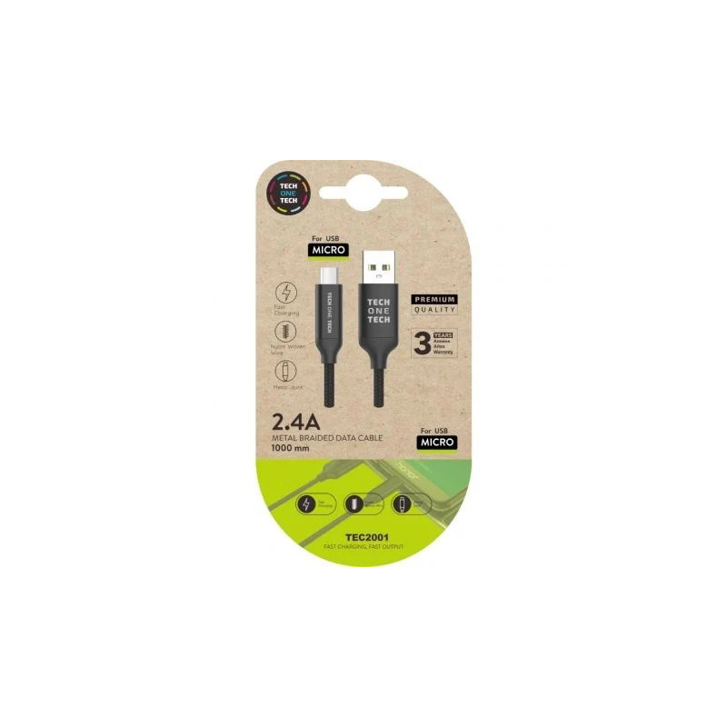 Cable USB 2.0 Tech One Tech TEC2001/ USB Macho - MicroUSB Macho/ 1m/ N