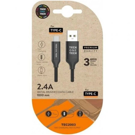 Cable USB 2.0 Tipo-C Tech One Tech TEC2003/ USB Tipo-C Macho - USB Mac