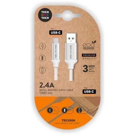 Cable USB 2.0 Tech One Tech TEC2006/ USB Tipo-C Macho - USB Macho/ 480