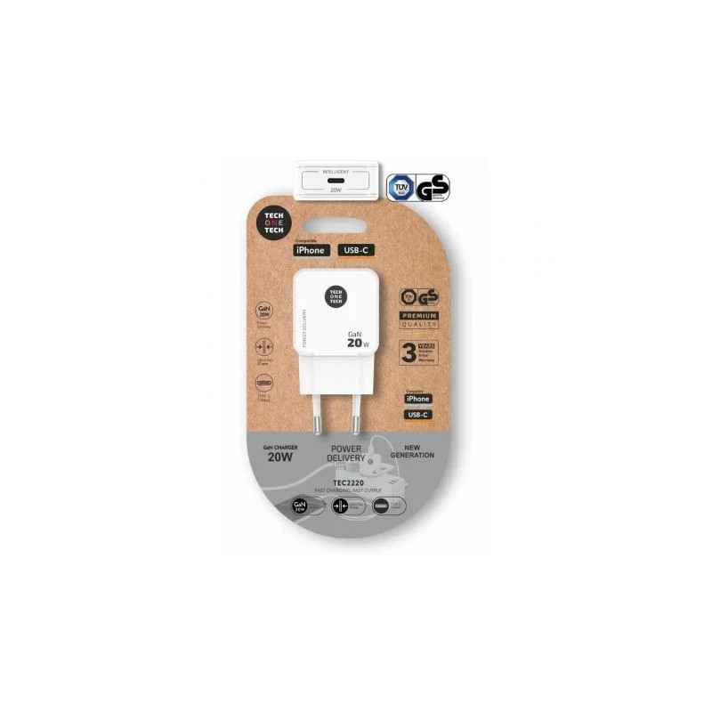 Cargador de Pared GaN Tech One Tech GaN TEC2220/ 1xUSB Tipo- | APLIUM