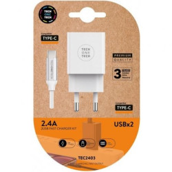 Cargador de Pared Tech One Tech TEC2403/ 2xUSB + Cable USB T | APLIUM