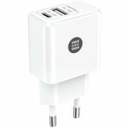 Cargador de Pared Tech One Tech TEC2904/ 1xUSB Tipo-C/ 1xUSB/ 12W/ Bla