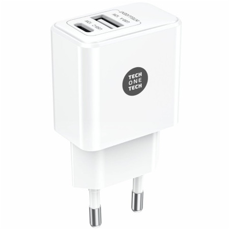 Cargador de Pared Tech One Tech TEC2904/ 1xUSB Tipo-C/ 1xUSB/ 12W/ Bla
