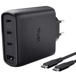 Cargador de Pared GaN Trust Maxo 65W 26067/ 3xUSB Tipo-C/ 1xUSB/ Inclu
