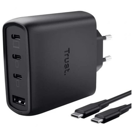 Cargador de Pared GaN Trust Maxo 65W 26067/ 3xUSB Tipo-C/ 1xUSB/ Inclu