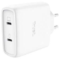 Cargador de Pared GaN Trust Maxo 65W 25526/ 2xUSB Tipo-C/ Incluye Cabl