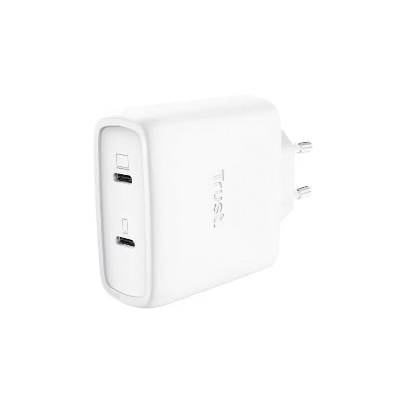 Cargador de Pared GaN Trust Maxo 65W 25526/ 2xUSB Tipo-C/ Incluye Cabl