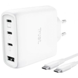 Cargador de Pared GaN Trust Maxo 65W 26068/ 3xUSB Tipo-C/ 1xUSB/ Inclu