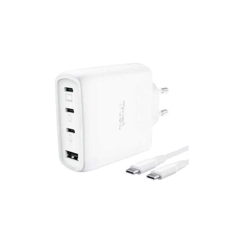 Cargador de Pared GaN Trust Maxo 65W 26068/ 3xUSB Tipo-C/ 1xUSB/ Inclu
