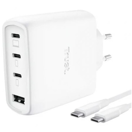 Cargador de Pared GaN Trust Maxo 65W 26068/ 3xUSB Tipo-C/ 1xUSB/ Inclu