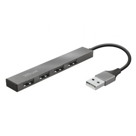 Hub USB 2.0 Trust Halyx/ 4xUSB/ Gris