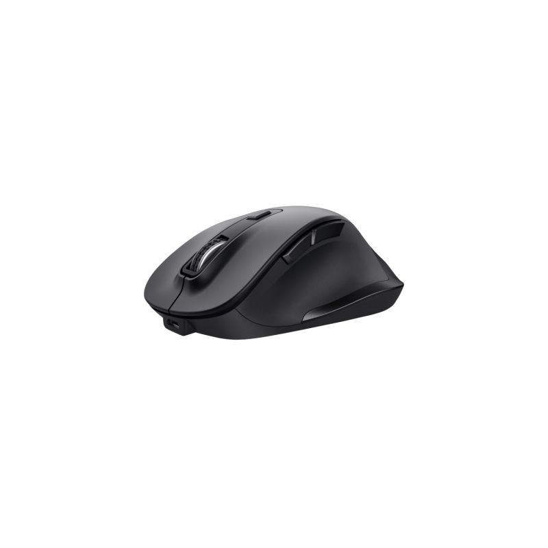 Raton Inalambrico Recargable Ergo Curvo 6 Botones Negro Fyda | APLIUM