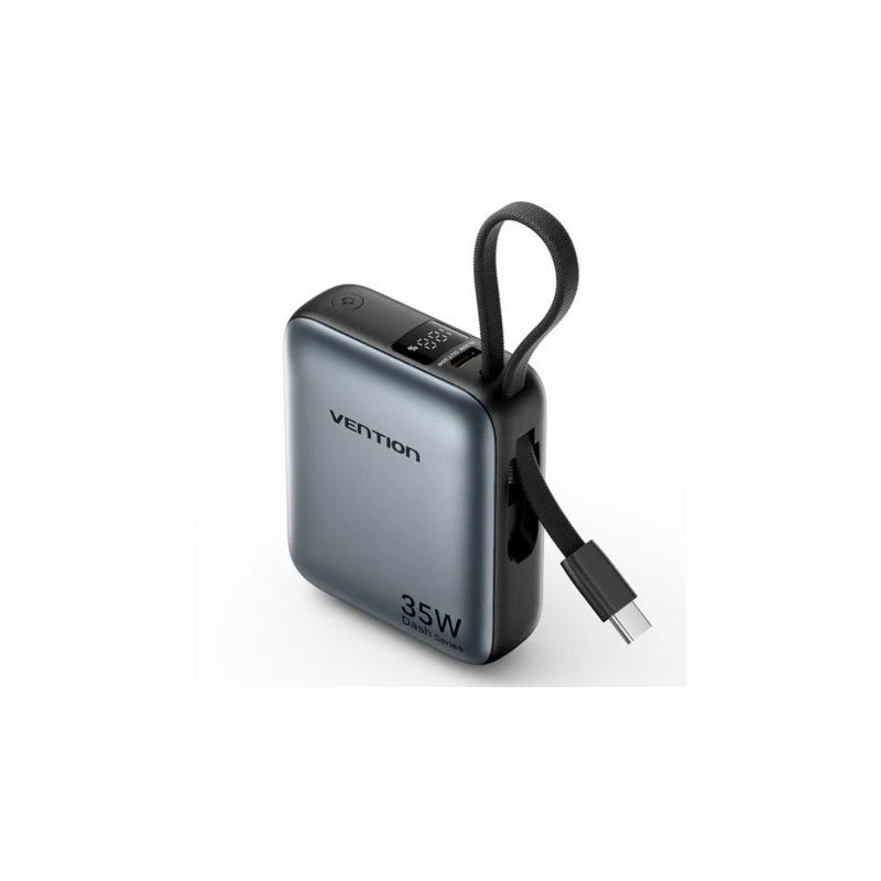 Powerbank 10000mAh Vention FHEH0/ 35W/ Gris/ Incluye Cable USB Tipo-C