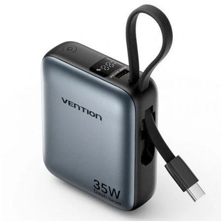 Powerbank 10000mAh Vention FHEH0/ 35W/ Gris/ Incluye Cable USB Tipo-C