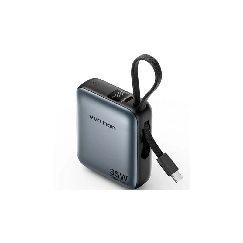 Powerbank 10000mAh Vention FHFH0/ 35W/ Gris/ Incluye Cable USB Tipo-C