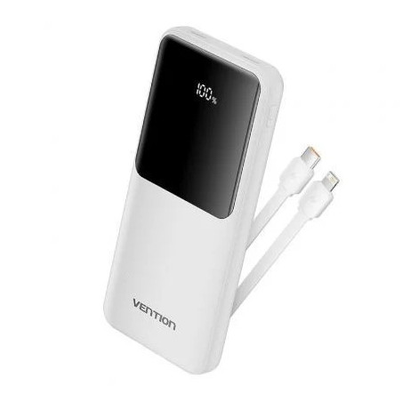 Powerbank 10000mAh Vention FHOW0/ 22.5W/ Blanca/ Incluye Cable USB Tip