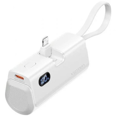 Powerbank 4800mAh Vention FHRW0/ 22.5W/ Blanca/ Incluye Cable USB Tipo