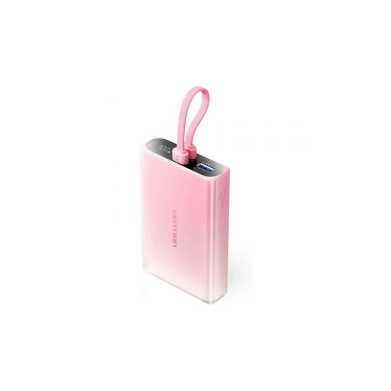Powerbank 10000mAh Vention FHZP0/ 22.5W/ Rosa/ Incluye Cable USB Tipo-