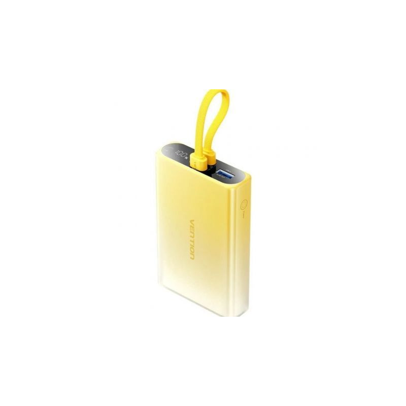 Powerbank 10000mAh Vention FHZY0/ 22.5W/ Amarillo/ Incluye Cable USB T