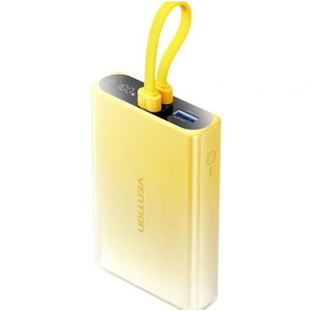 Powerbank 10000mAh Vention FHZY0/ 22.5W/ Amarillo/ Incluye Cable USB T