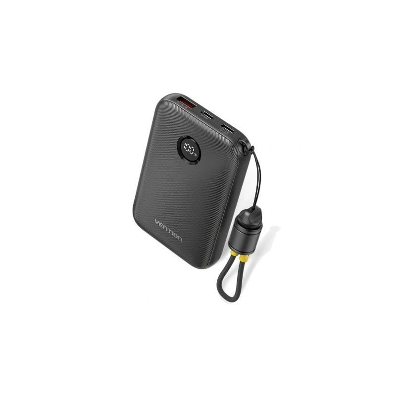 Powerbank 10000mAh Vention FKAB0-C/ 22.5W/ Negra/ Incluye Cable USB Ti