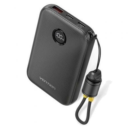 Powerbank 10000mAh Vention FKAB0-C/ 22.5W/ Negra/ Incluye Cable USB Ti