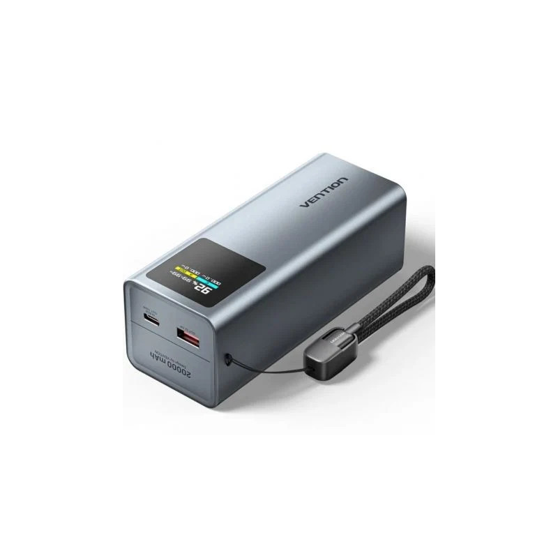 Powerbank 20000mAh Vention FKCH0/ 100W/ Gris/ Incluye Cable USB Tipo-C