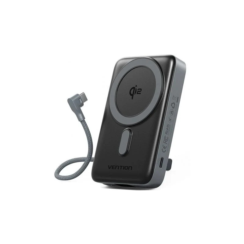 Powerbank 10000mAh Vention FKHH0/ 35W/ Wireless/ Gris/ Incluye Cable U