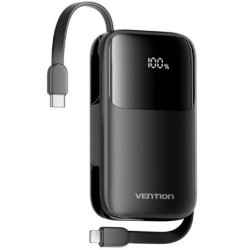 Powerbank 10000mAh Vention I11BA/ 22.5W/ Negra/ Incluye Cable USB Tipo
