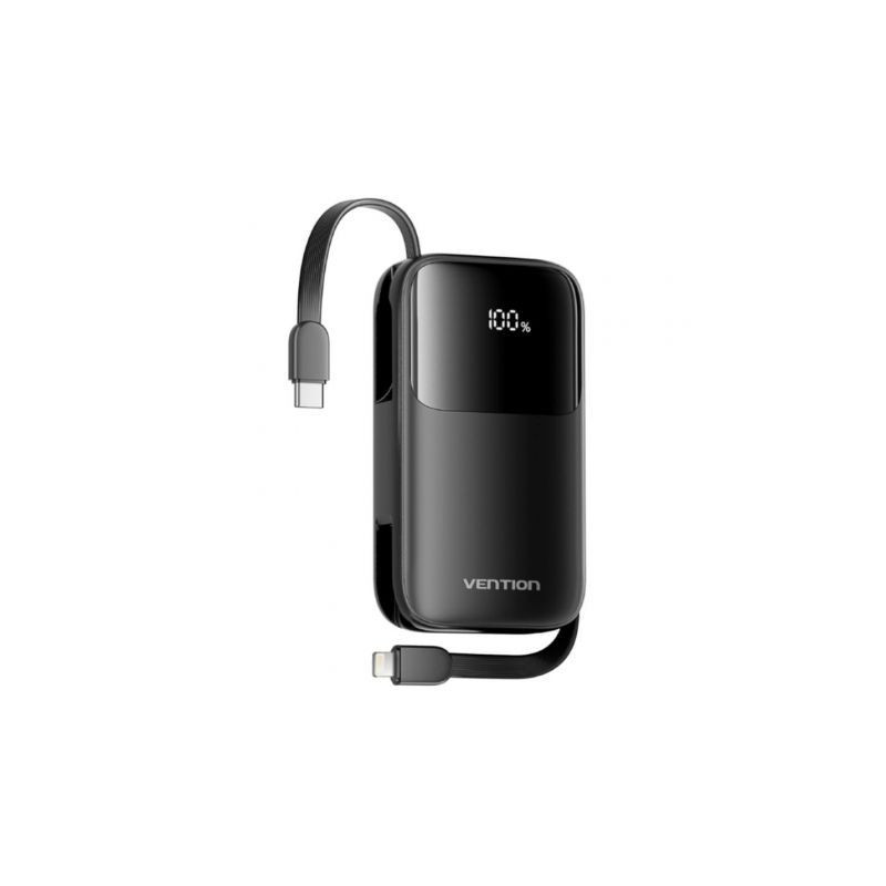 Powerbank 10000mAh Vention I11BA/ 22.5W/ Negra/ Incluye Cable USB Tipo