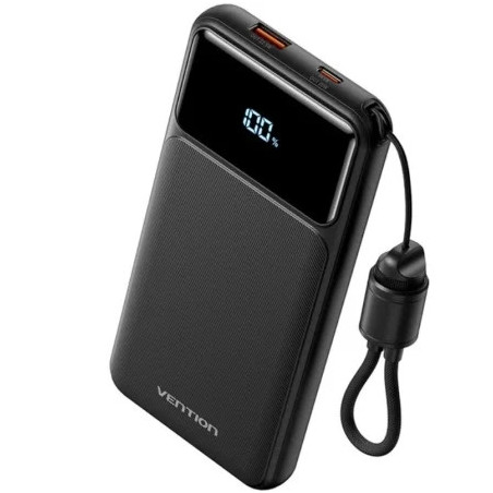 Powerbank 10000mAh Vention XGYB0-39-TY/ 22.5W/ Negro/ Incluye Cable US
