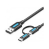 Cable USB 2.0 Vention CQDBD/ USB Macho - MicroUSB Macho/ USB Tipo-C Ma