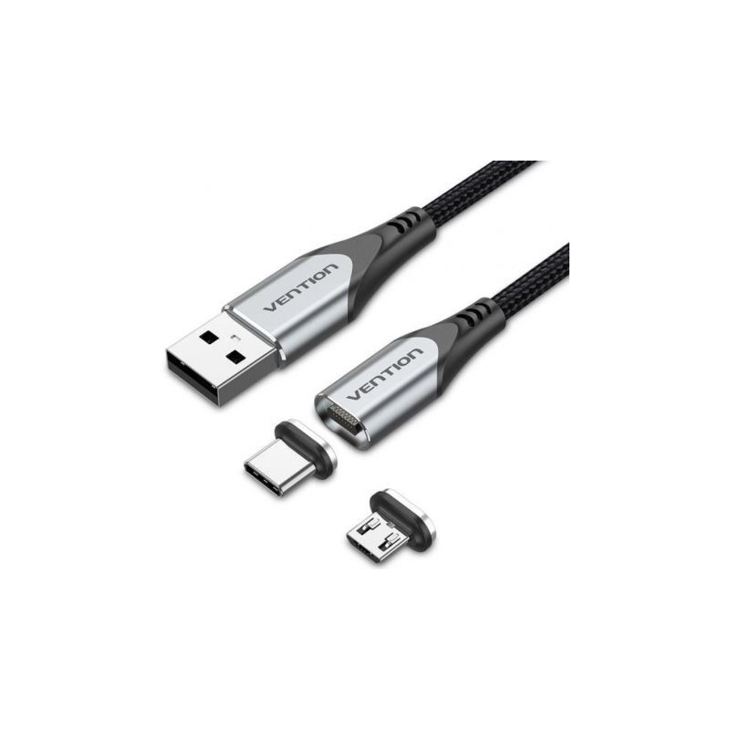 Cable de Carga Magnético USB Tipo-C con Adaptador MicroUSB Vention CQM