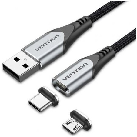 Cable de Carga Magnético USB Tipo-C con Adaptador MicroUSB Vention CQM