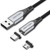 Cable de Carga Magnético USB Tipo-C con Adaptador MicroUSB Vention CQM