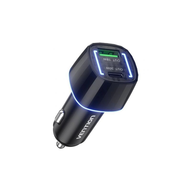 Cargador de Coche Vention FFRB0/ 1xUSB-Tipo C/ 1xUSB/ 48W