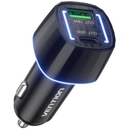 Cargador de Coche Vention FFRB0/ 1xUSB-Tipo C/ 1xUSB/ 48W