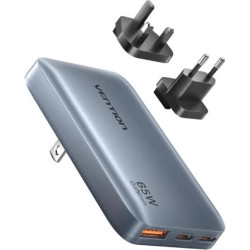 Cargador de Pared Universal GaN para Viaje Vention FCBH0/ 2xUSB Tipo-C