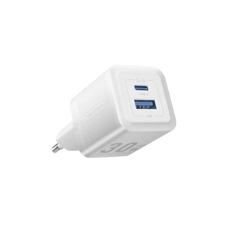 Cargador de Pared GaN Vention FEQW0-EU/ 1xUSB Tipo-C/ 1xUSB/ 30W