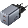 2-PORT USB (C + C) Gan Charger (45W/45W) Gray With Usb-c To | APLIUM