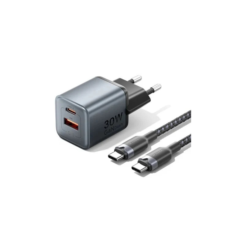 Cargador de Pared GaN Vention TZ-FEWH0-EU/ 1xUSB Tipo-C/ 1xU | APLIUM