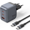 Cargador de Pared GaN Vention TZ-FEXH0-EU/ 2xUSB Tipo-C/ 1xU | APLIUM