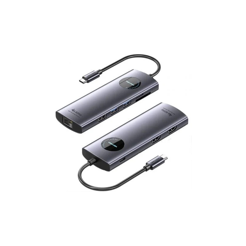 Docking USB Tipo-C Vention TQVHB/ 2xHDMI 4K/ 3xUSB/ 1xRJ45/ 1xLector d