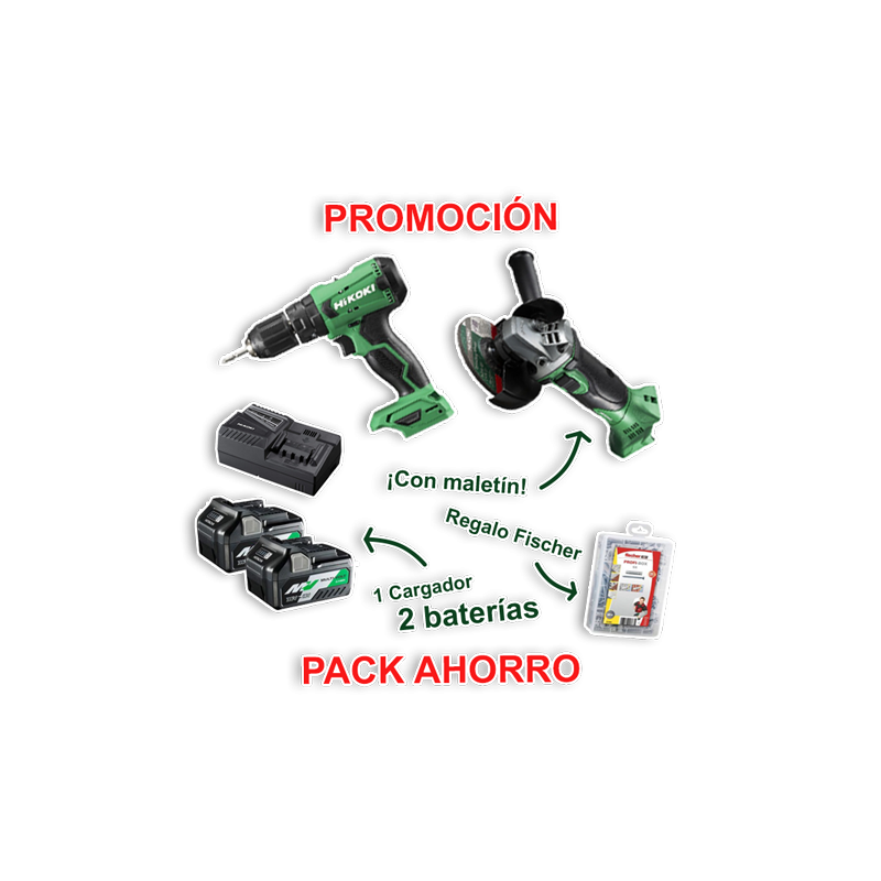 Pack Taladro + Amoladora bateria HIKOKI