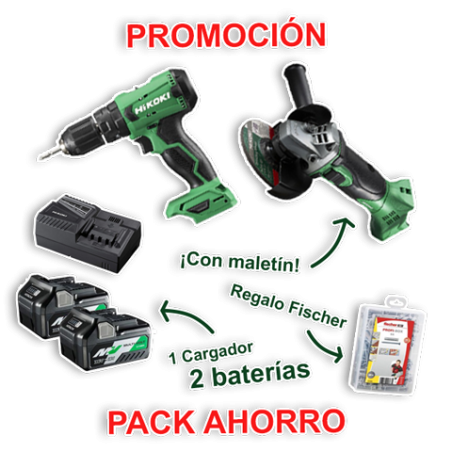 Pack Taladro + Amoladora bateria HIKOKI