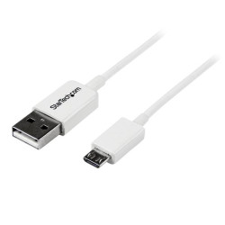 2m White Micro USB Cable - A to Micro B
