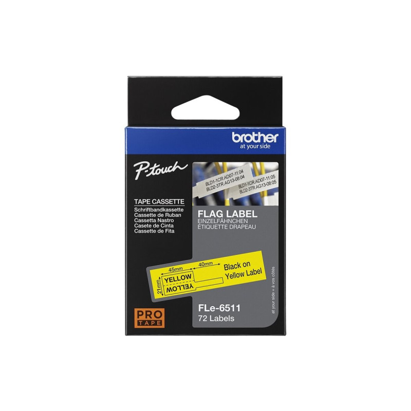 Brother FLe-6511 - Negro sobre amarillo - 21 x 45 mm 72 etiqueta(s) (1