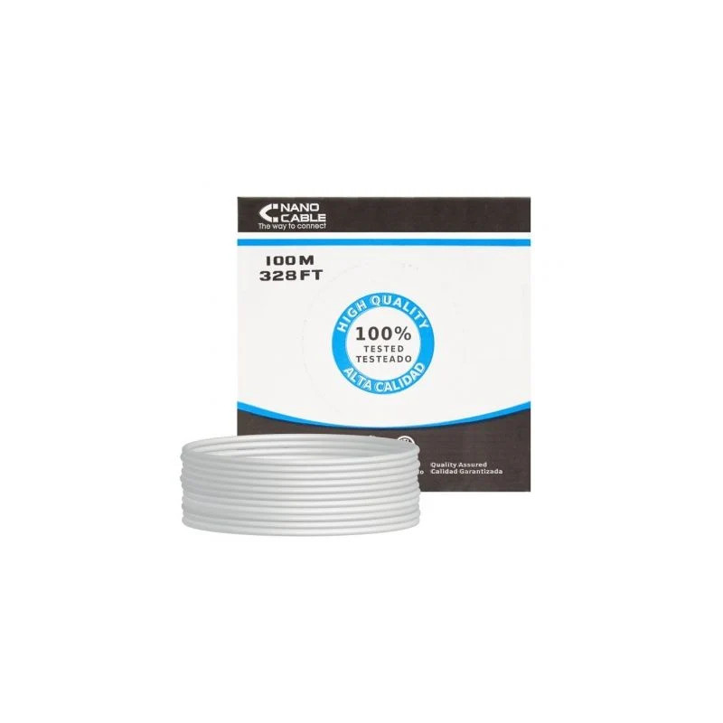 Bobina de Cable RJ45 UTP Nanocable 10.20.0302-FLEX Cat.5e/ 100m/ Gris